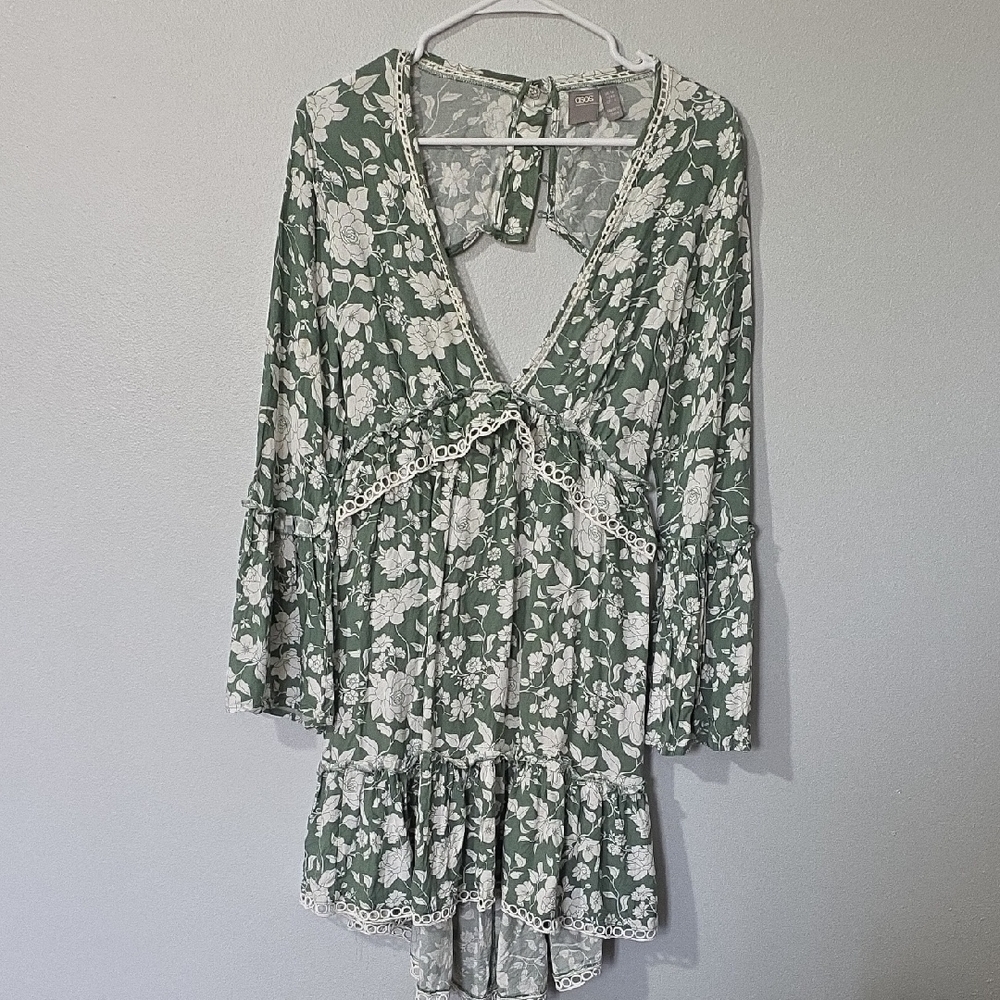 ASOS Green Floral Backless Dress